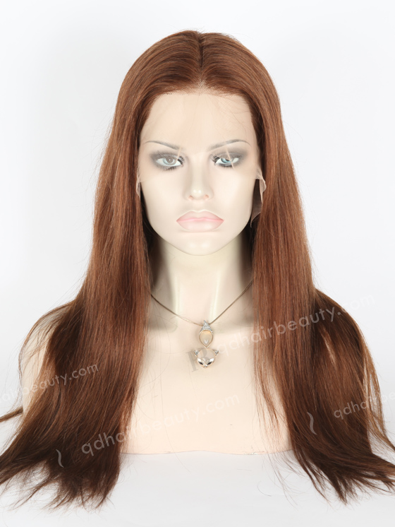 In Stock Indian Remy Hair 18" Straight 4# Color Lace Front Wig MLF-01004